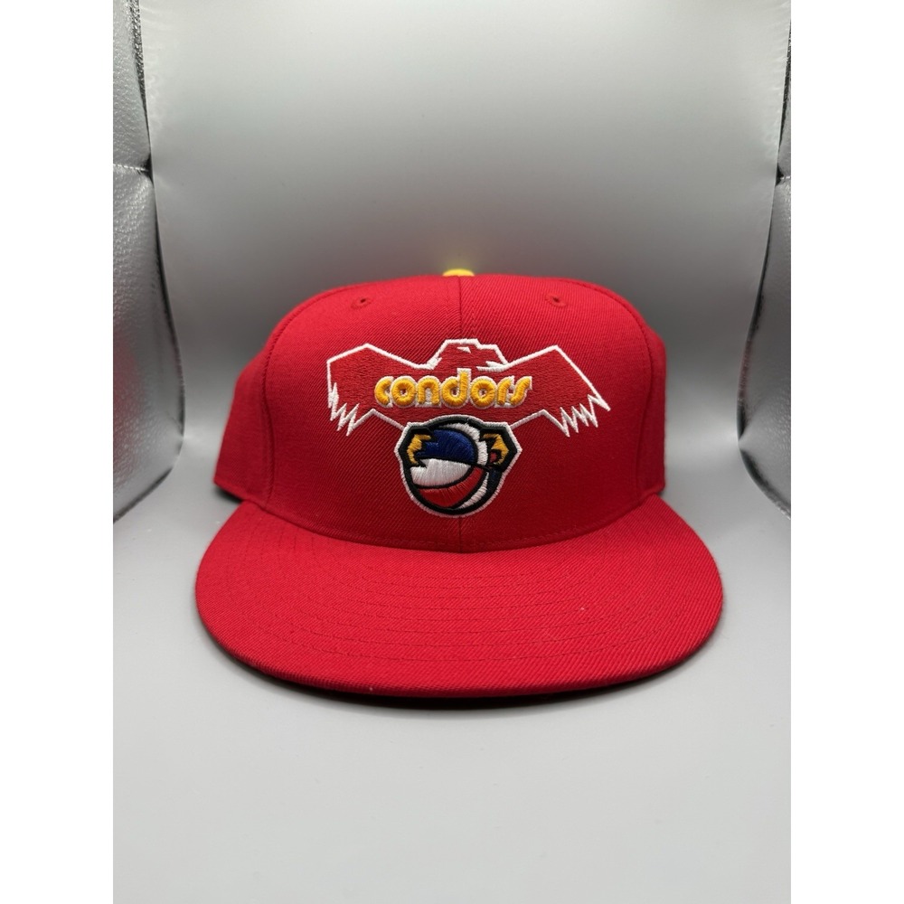 Atlanta Hawks Mitchell & Ness Condors Fitted Hat 7 1/4 Red Yellow Retro - Picture 2 of 8